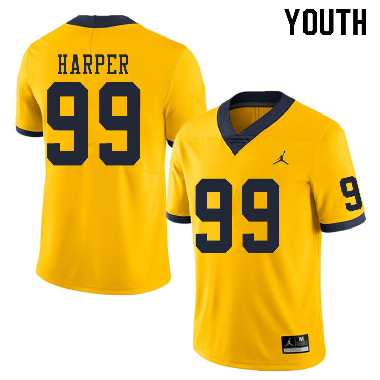 Youth #99 Trey Harper Michigan Wolverines College Football Jerseys Sale-Yellow - Click Image to Close